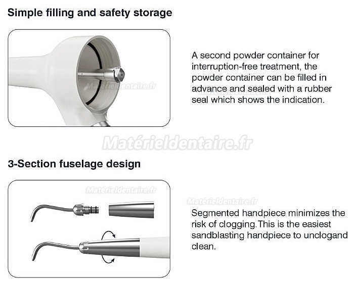 Aéropolisseur jet d’air dentaire Voldent ProJet (pièce à main supragingival + sousgingival)